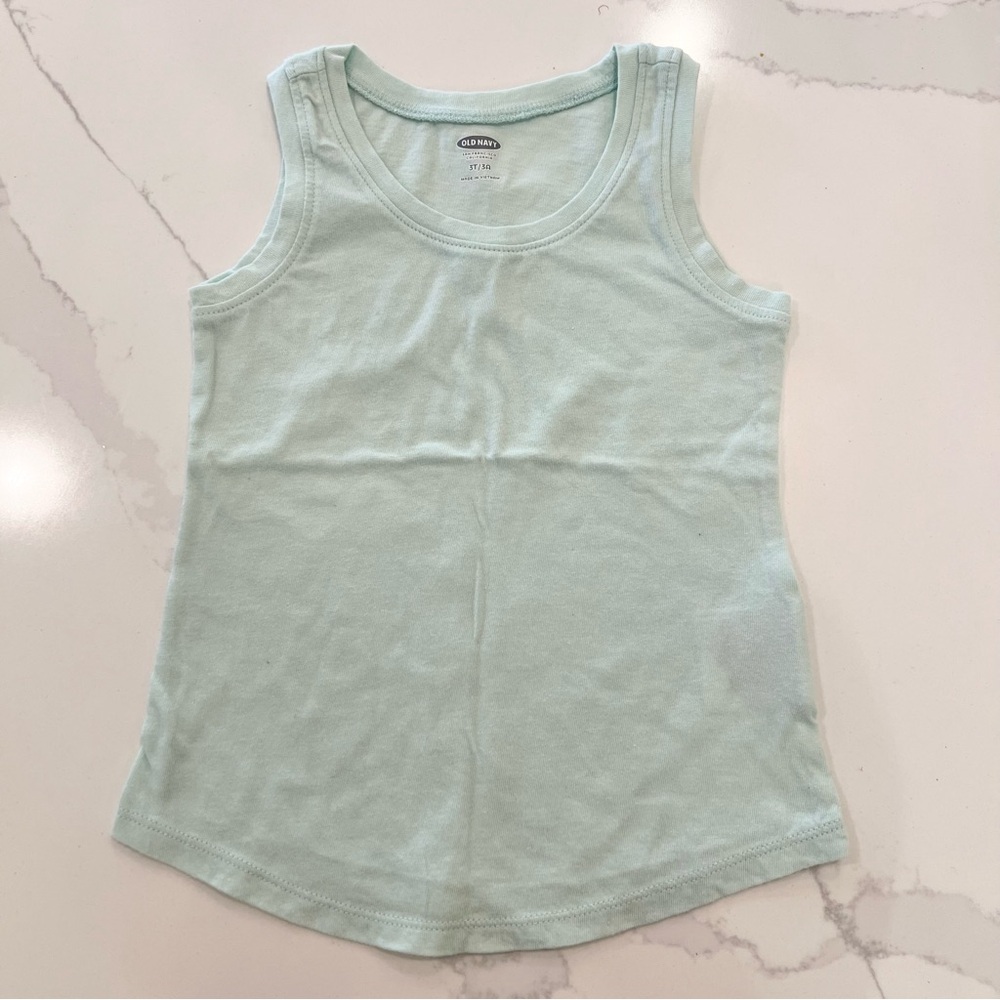 OLD NAVY - SET OF 2 - Kids Sleeveless Tank Tops - aqua & Pink Polka Dot 3T - Picture 3 of 5